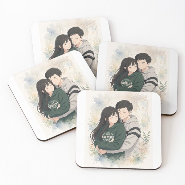 Item preview, Cozy Anime Couple Hug In Autumn Village  designed and sold by parejitasghibli.