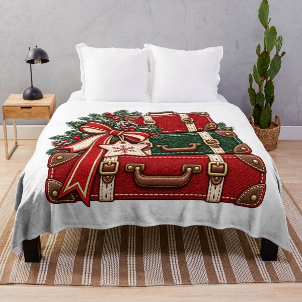 Artikelvorschau, Weihnachtsgepäck Vintage-Koffer Urlaubs-Reise-T-Shirt entworfen und verkauft von DesignArtist.ia.