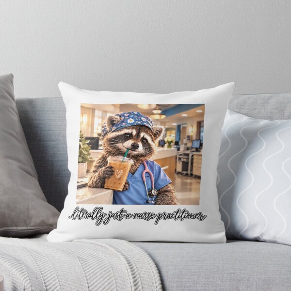 Item preview, Literally Just A Nurse Practitioner Funny Raccoon Drinking Coffee  designed and sold by WeirdlyMild.