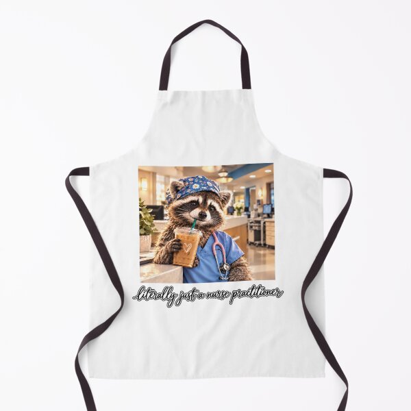Item preview, Literally Just A Nurse Practitioner Funny Raccoon Drinking Coffee designed and sold by WeirdlyMild.