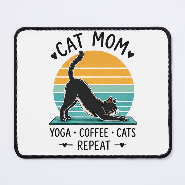 Artikelvorschau, Cat Mom Retro Yoga & Coffee Design entworfen und verkauft von Zen & Whiskers.