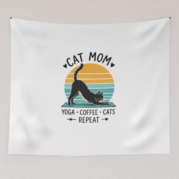 Item preview, Cat Mom Retro Yoga & Coffee Design designed and sold by Zen & Whiskers.