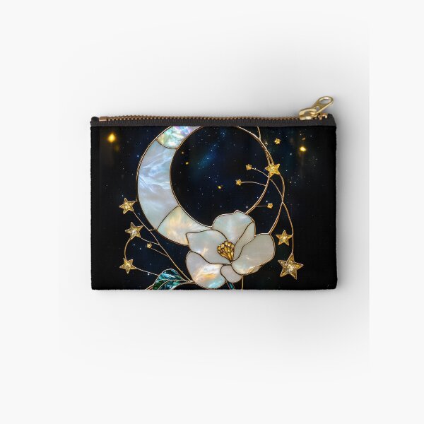 Artikelvorschau, Celestial Moon and Flowers Stained Glass Art entworfen und verkauft von happywkndclub.