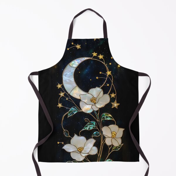 Artikelvorschau, Celestial Moon and Flowers Stained Glass Art entworfen und verkauft von happywkndclub.