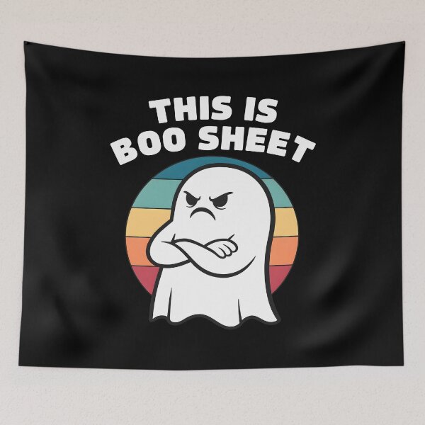 Item preview, Retro Ghost Halloween Boo Sheet Funny Saying designed and sold by Dmo3HarkoArt.