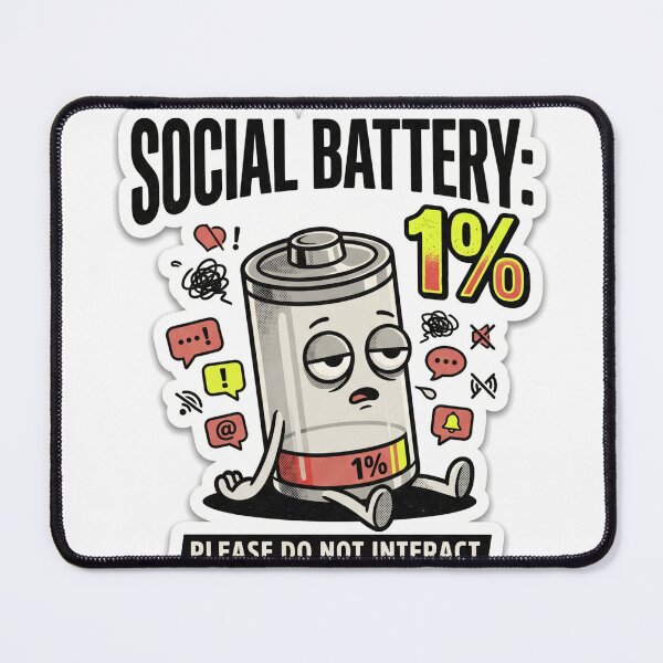 Item preview, Social Battery 1% Sticker – Funny Introvert Low Energy Humor designed and sold by Spiking11.