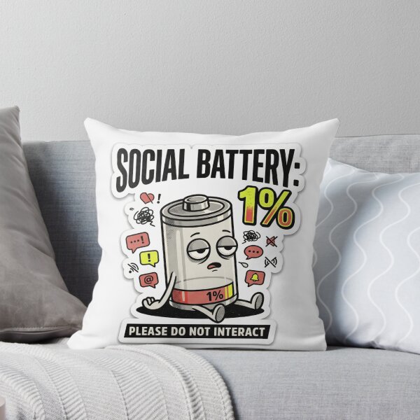 Item preview, Social Battery 1% Sticker – Funny Introvert Low Energy Humor designed and sold by Spiking11.