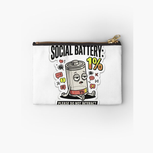 Item preview, Social Battery 1% Sticker – Funny Introvert Low Energy Humor designed and sold by Spiking11.