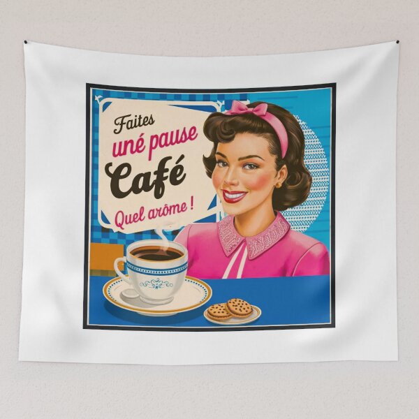 Item preview, Vintage French Café Pause — Retro Coffee Poster Art designed and sold by Angry Swan Designs.