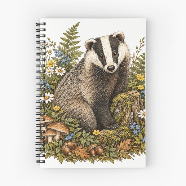 Item preview, Vintage Badger Woodland Botanical Illustration designed and sold by lovepower.