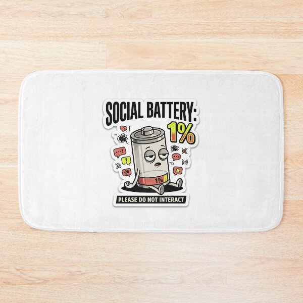 Item preview, Social Battery 1% Sticker – Funny Introvert Low Energy Humor designed and sold by Spiking11.