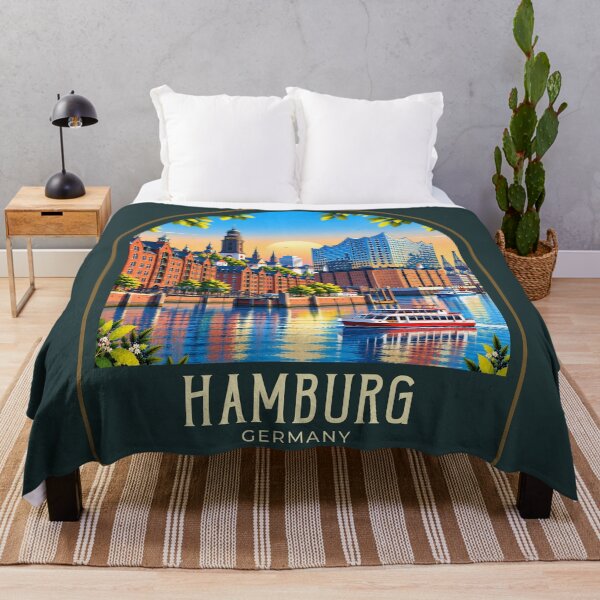 Item preview, Hamburg Vintage Travel Illustration designed and sold by HomeLivingCo.