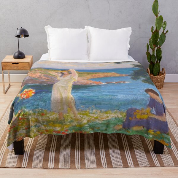 Item preview, Max Pietschmann, Summer by the Sea red poppy blossoms landscape painting print designed and sold by Jéanpaul Ferro.