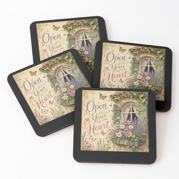 Item preview, Open Your Heart Vintage Floral Window Quote designed and sold by AilinsDesigns.