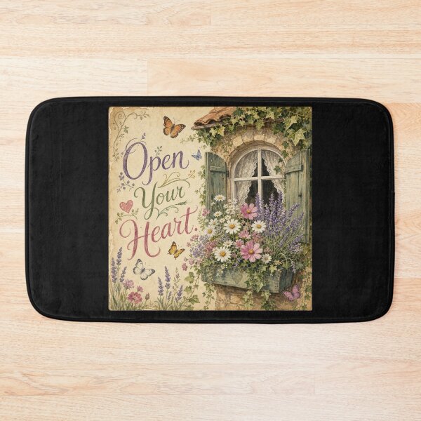 Item preview, Open Your Heart Vintage Floral Window Quote designed and sold by AilinsDesigns.
