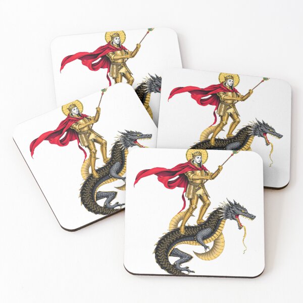 Item preview, Saint George and the Dragon | Medieval Gold Leaf Knight Art designed and sold by Midnight Sigil.