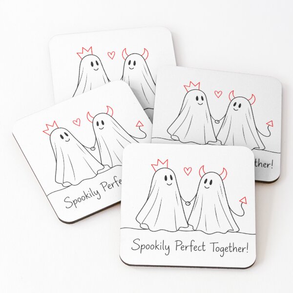 Item preview, Spookily Perfect Together – Cute Ghost Couple Halloween Art designed and sold by byMosia.