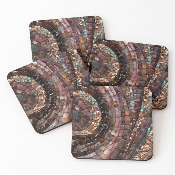 Item preview, Burgundy Gold Iridescent Gemstone Abstract Mosaic Art designed and sold by happywkndclub.