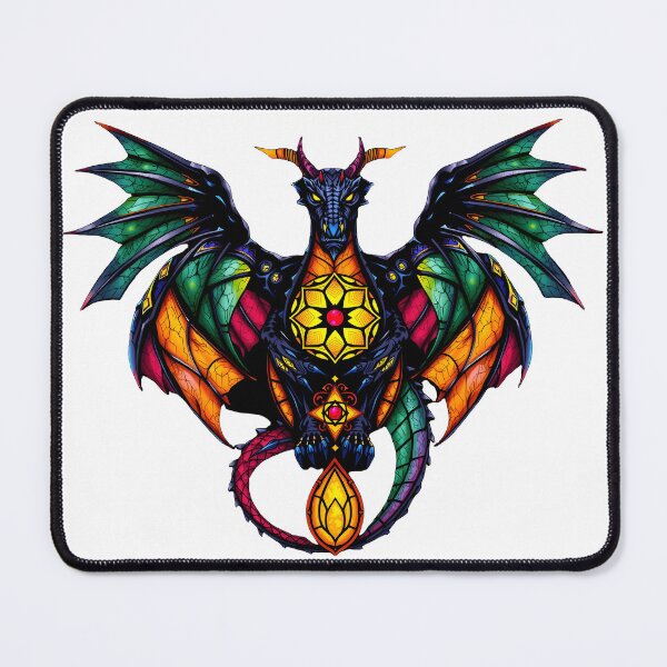 Item preview, Gothic Guardian Dragon | Stained Glass Cathedral Window Art designed and sold by Midnight Sigil.