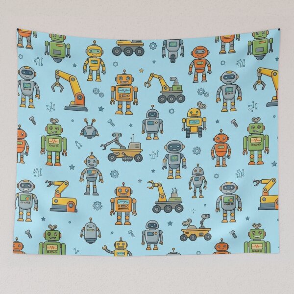 Item preview, Cute Retro Robot & Space Rover Seamless Pattern designed and sold by lungpleecha.