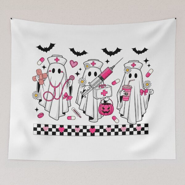 Item preview, Cute Pink Halloween Nurse Ghost designed and sold by River Silva.