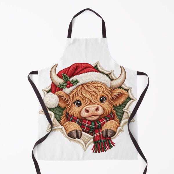 Item preview, Cute Christmas Highland Cow Santa Hat Holiday designed and sold by DesignArtist.ia.