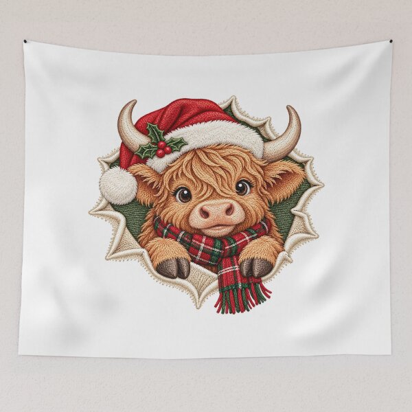 Item preview, Cute Christmas Highland Cow Santa Hat Holiday designed and sold by DesignArtist.ia.
