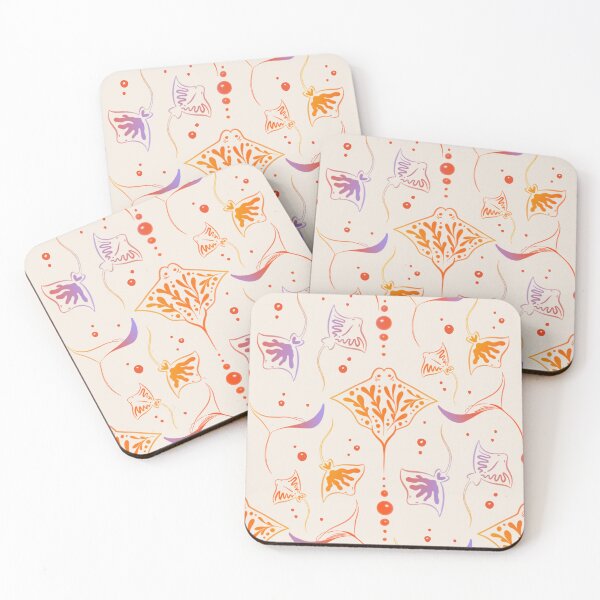 Item preview, Manta ray pattern – Orange & purple sea illustration, coral design designed and sold by Christina Angele Design.