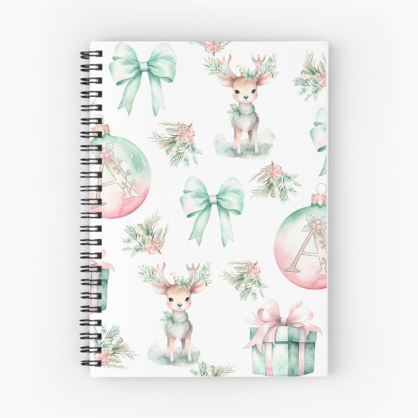 Item preview, A Monogram Pastel Watercolor Christmas Deer Bows Presents designed and sold by Feeling Artsy.