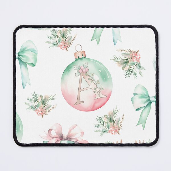 Item preview, A Monogram Pastel Watercolor Christmas Deer Bows Presents designed and sold by Feeling Artsy.