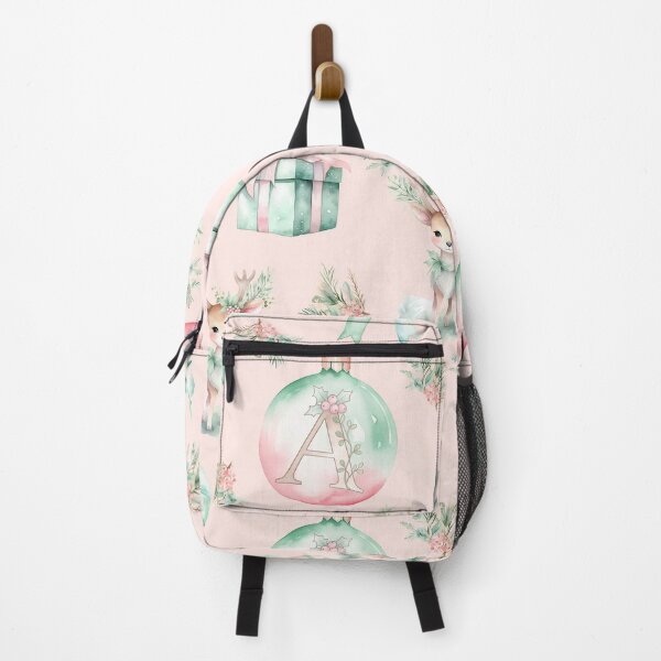 Item preview, A Monogram Pink Pastel Watercolor Christmas Deer Bows Presents designed and sold by Feeling Artsy.