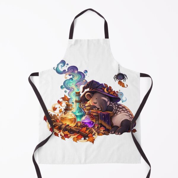 Item preview, Sleepy Witch Tapir with Potions – Cute Tired Halloween Animal designed and sold by The Tired Animal Club.