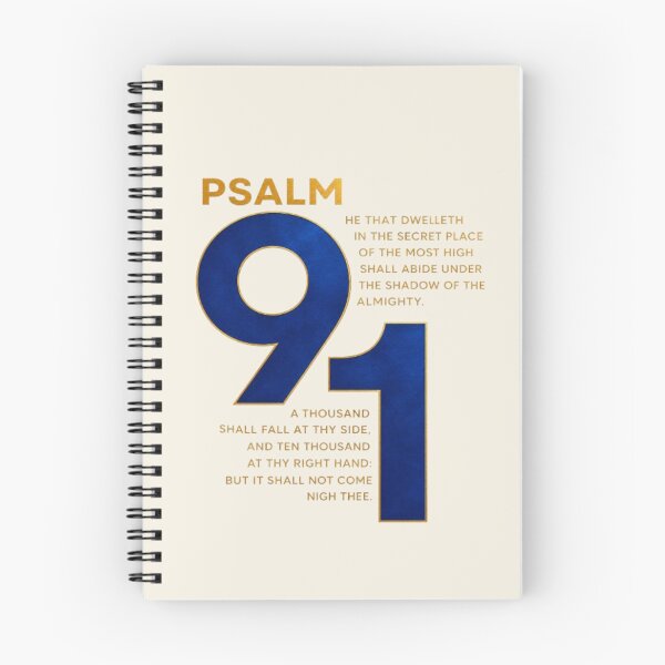 Item preview, Psalm 91 Bible Verse Christian Scripture Royal Blue Gold Typography He That Dwelleth in the Secret Place designed and sold by EatPrayLive.