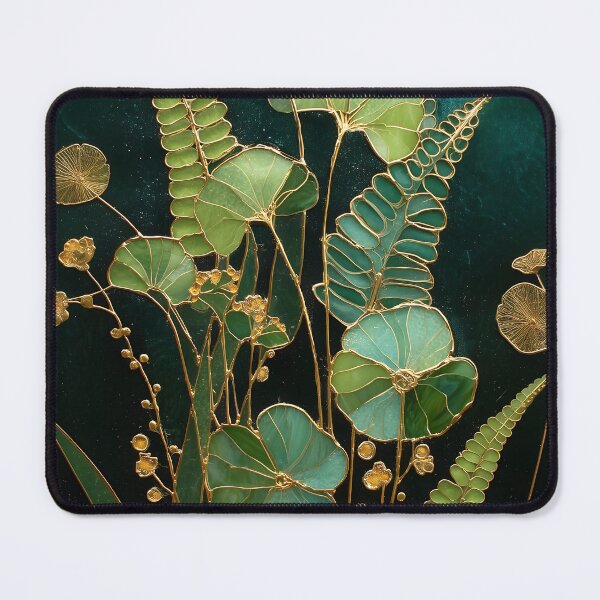 Artikelvorschau, Emerald Green Botanical Fern Stained Glass Floral Art entworfen und verkauft von happywkndclub.
