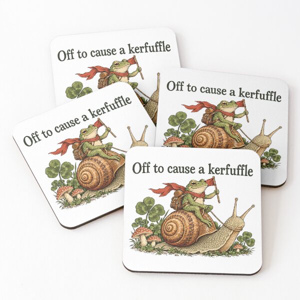 Item preview, Off To Cause A Kerfuffle Frog Riding Snail Cottagecore designed and sold by gordonbwyashop.