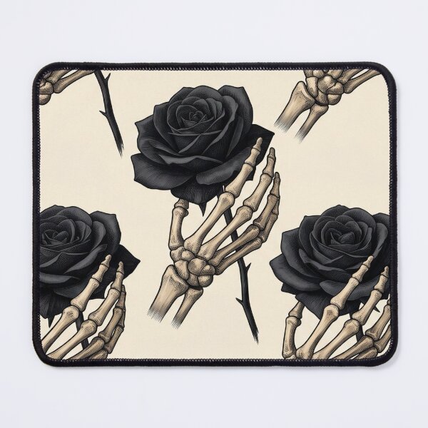 Item preview, Gothic Romance" - Skeleton Hand Holding Black Rose designed and sold by cabuks.