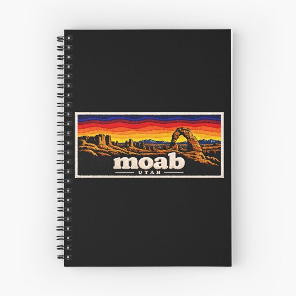 Artikelvorschau, Moab Utah Stickaufnäher – Vintage-Sonnenuntergang in der roten Felsenwüste entworfen und verkauft von Swanny's Custom T-shirt and Gift Designs.