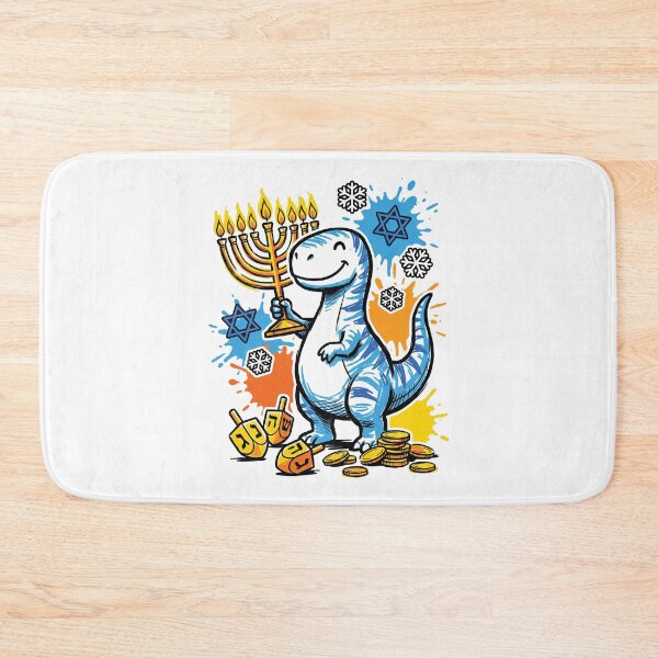 Item preview, Cute Dinosaur Menorah Hanukkah Dreidel Art designed and sold by Merch by Das Design Studio.