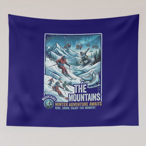 Item preview, The Mountains Winter Adventure – Skiing, Snowboarding And Ice Skating Art designed and sold by Evelashop.