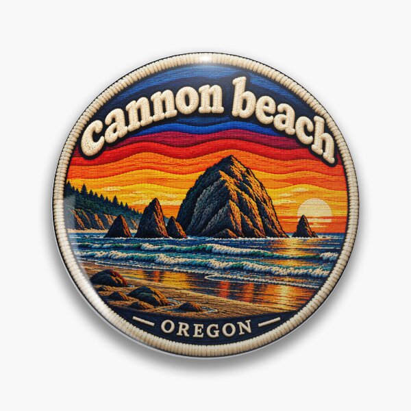 Item preview, Cannon Beach Oregon Embroidered Patch – Vintage Coastal Sunset designed and sold by Swanny's Custom T-shirt and Gift Designs.