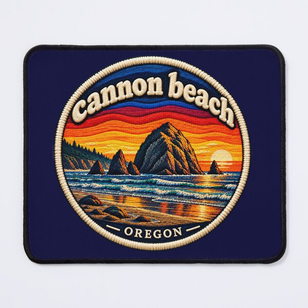 Item preview, Cannon Beach Oregon Embroidered Patch – Vintage Coastal Sunset designed and sold by Swanny's Custom T-shirt and Gift Designs.