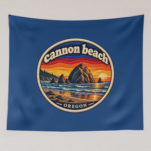 Item preview, Cannon Beach Oregon Embroidered Patch – Vintage Coastal Sunset designed and sold by Swanny's Custom T-shirt and Gift Designs.