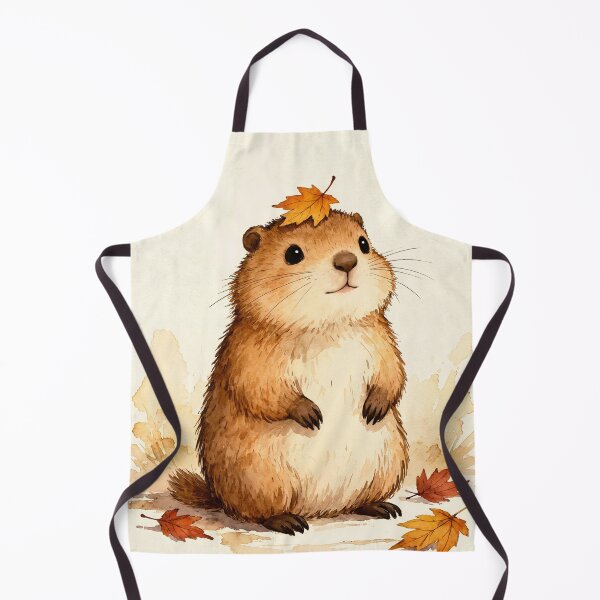 Item preview, Cute Groundhog with Autumn Leaves – Cozy Fall Watercolor Art designed and sold by Darlin8888.