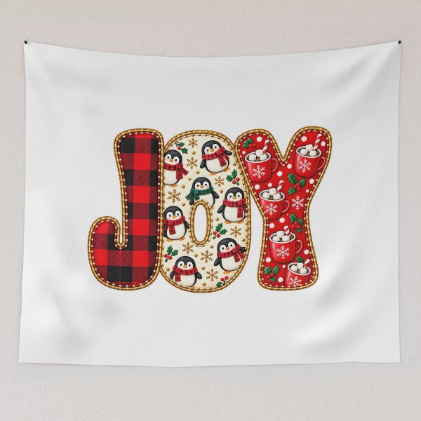 Item preview, Joy Christmas Penguins Hot Cocoa Plaid Holiday designed and sold by DesignArtist.ia.