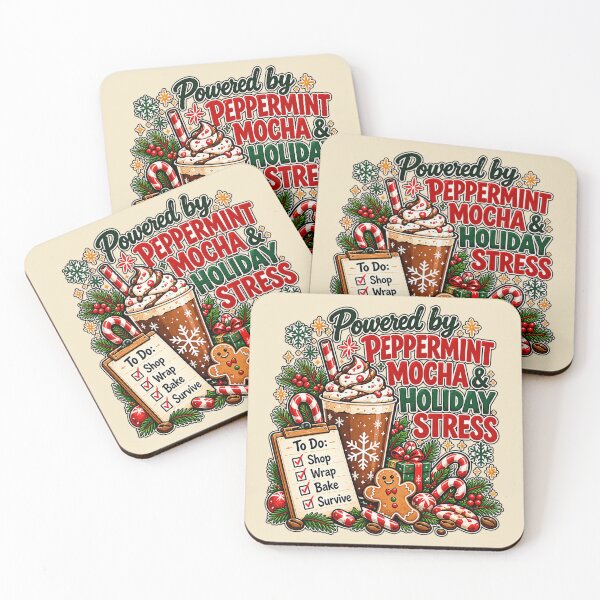 Item preview, Powered by Peppermint Mocha & Holiday Stress – Funny Christmas Coffee designed and sold by NViora.