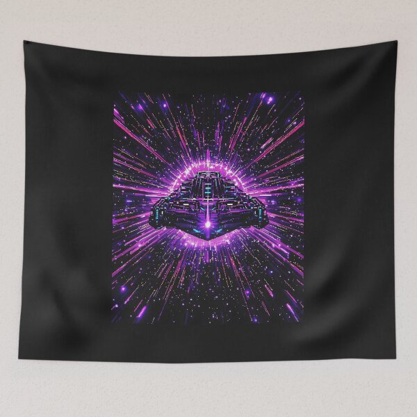 Item preview, Pixel Spaceship Galaxy, 3d Render, Deep Purple designed and sold by Checho30.