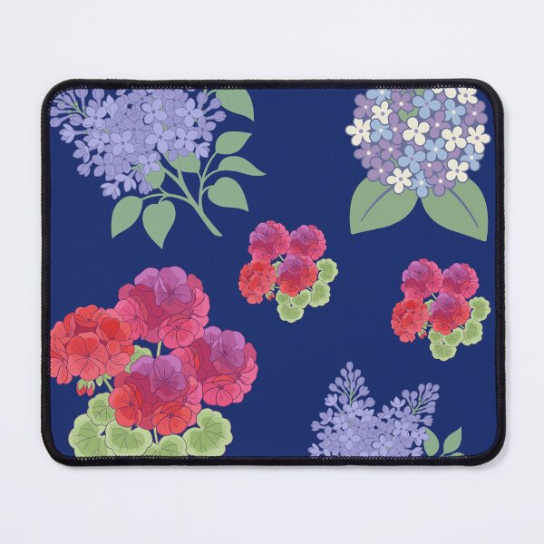 Item preview, Hydrangea Geranium & Butterfly Flower Navy Floral Pattern designed and sold by Britishdelights.