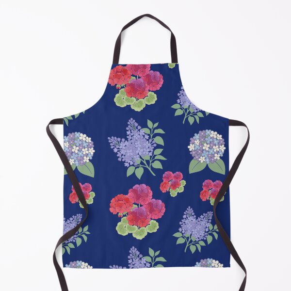 Item preview, Hydrangea Geranium & Butterfly Flower Navy Floral Pattern designed and sold by Britishdelights.
