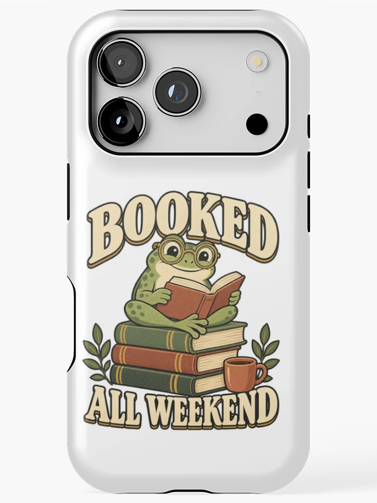 Thumbnail 1 of 4, iPhone Case, Booked All Weekend – Reading Frog designed and sold by Trends Art Creations .