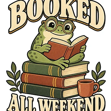 Artwork thumbnail, Booked All Weekend – Reading Frog by Trends Art Creations